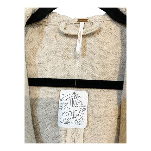 Free People Canvas Hooded Utility Vest Jacket Tie Waist NWT Sz S Aztec Trim - Picture 5 of 10